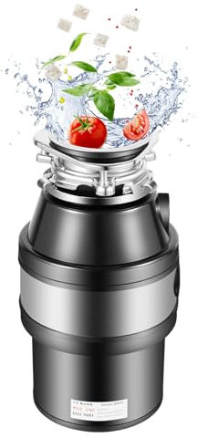 BJTDLLX Smaltimento rifiuti da cucina, 560 W (1/2HP), tritatutto per rifiuti da cucina, 3400 rpm, per la lavorazione dei residui di cibo, 1,2 l per lavandino