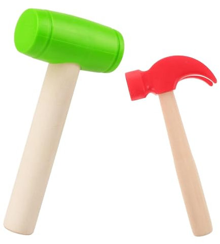 KARELLS Toy Hammer,Wooden Hammer Toys,2 Pieces Simulation Wooden Hammers,Maintenance Tools,Educational Toys for Kids Birthday Party Games Supplies