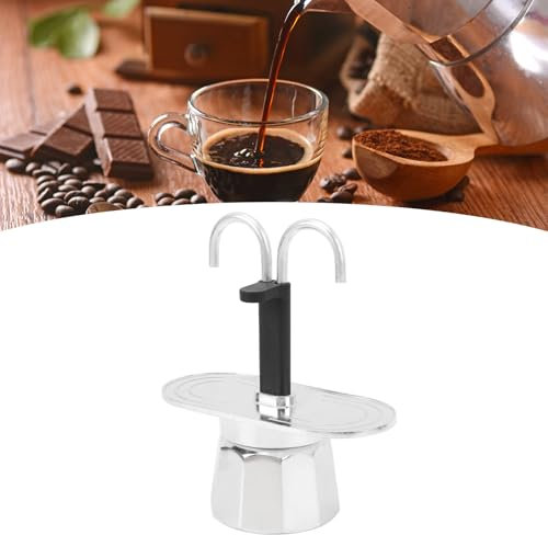 HEEPDD Cafetera Espresso para Estufa, Cafetera Espresso con Doble Boquilla para Estufa, Olla de Aleación de Aluminio de 100 Ml, Cafetera Clásica, Cafetera con Conducto de Doble Cabezal