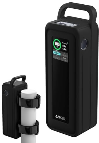 CaSZLUTION Schutzhülle aus Silikon für Anker Prime Power Bank 2760mAh 250W - Tragbar mit Griff & Klettband Anti-Rutsch & Stoßfest Design (Schwarz)