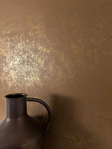 Newroom Tapete grundfarbe Vliestapete Beton-Optik - Betonwand Modern Gold Metallic Putz Metallic Glamour inkl. Tapezier-Ratgeber