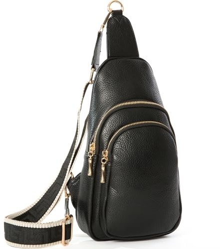Sling Bag For Women & Men - Small Monostrap Rainproof Backpack Crossbody Chest Bag Purse - Juliet (Black)