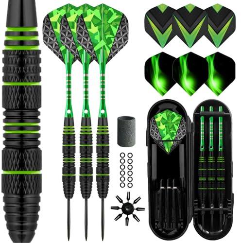 Lavishio Professionelles Dart-Set mit Stahlspitze, 3 Aluminium-Schäfte, Stahlspitze, professionelles Dart-Set mit Stahlspitze, 3 zusätzliche Dart-Flights, 3 Ersatz-Kunststoff-Schäfte