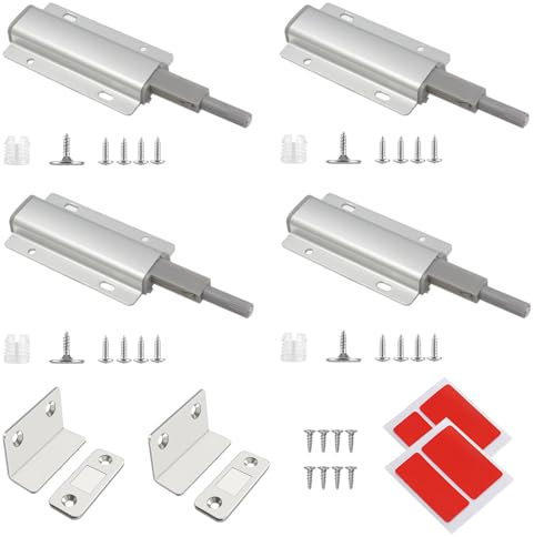 Drucktüröffner Push to Open Türöffner, 4 Stück Drucktüröffner, Magnetschnäpper Schrank Türöffner Tip On, Schrank Federschnäpper Schubladen Druckverschluß Türschnapper