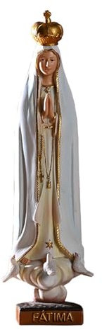 Dama de Fatima Heilige Figur - Statue der Heiligen Jungfrau Maria, handgefertigte religiöse Figur | Figur Unserer Lieben Frau von Gnade an der Basis, schöne katholische Skulptur für Zuhause, Kapelle
