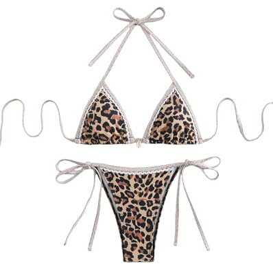 BYFINECANY Maillot de Bain Deux pièces pour Femme, imprimé Floral, Motif Cachemire, Bikini d'été, Dos Nu