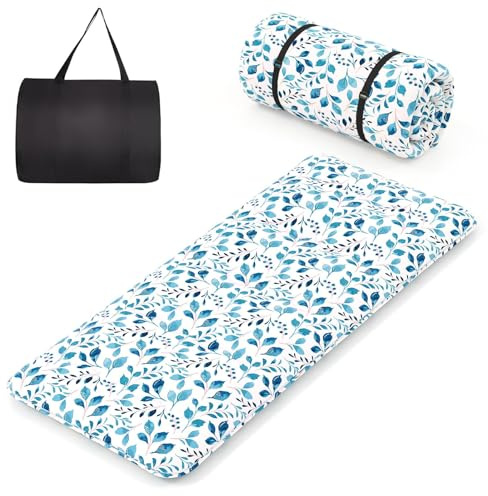 FANTASK Bodenmatratze mit waschbarem Bezug, Japanische Tatami-Matte, Futon-Matratze, 90 x 200 cm, Blaublatt