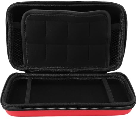 VBESTLIFE Tragetasche für 3DS XL, New 3DS XL, New 2DS XL, Schutzbeutel für Harte Hartschalen mit Handgelenkriemen, 8 Spielpatronen -Slots (Rot)