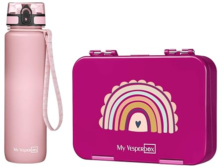 My Vesperbox - Len - Set – Brotdose & 750ml Trinkflasche für Kinder – auslaufsicher & BPA-frei – Lunchbox für Schule & Kindergarten - Bento Box Set