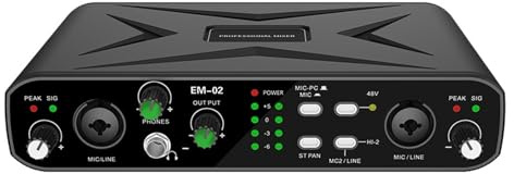 Xiuganpo Carte Son USB Externe, Interface Audio Haute Résolution 32 Bits 384 KHz avec Préamplificateur de Microphone et Alimentation Fantôme 48 V, pour Instruments D'enregistrement