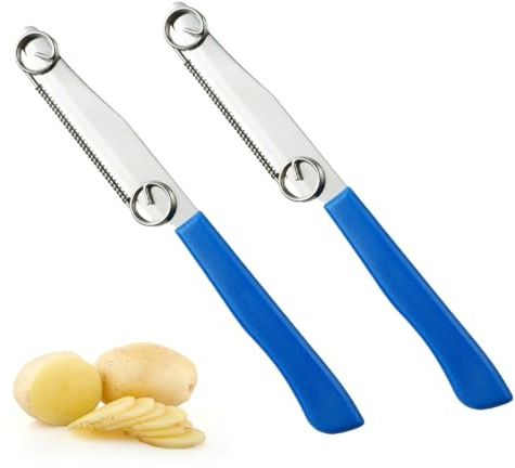 LAKPYN 2 Pezzi Quick Slicing Knife, 2-in-1 Multifunctional Vegetable Fruit Knife, Coltello Per Affettare Rapidamente con Molla Regolabile, Pelapatate Multifunzione in Acciaio Inossidabile