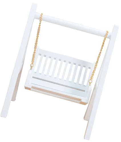 Homoyoyo 12 White Miniature Dollhouse Swing Wooden Doll Swing Furniture Accessory for Dollhouse and Miniature Play Sets Vintage Style for Dolls
