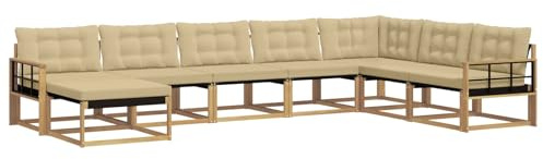 vidaXL Outdoor-Sofagarnitur mit Kissen 8 pcs Weiß und Beige, Moderne Garten-Sofa-Set, robuster Akazienholz, Bequeme Liege, stilvolle Freizeitmöbel für draußen