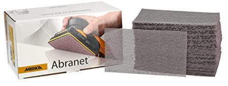 Mirka Abranet net sandpaper strips 70x125 mm Hook & loop/Grit P120 / 50 pcs/for sanding wood, walls, metal, aluminium, stainless steel, filler, varnish, plastic / 5414905012