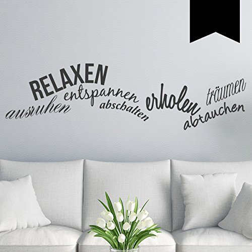 WANDKINGS Wandtattoo RELAXEN, entspannen, abschalten, abtauchen, ausruhen, erholen, träumen 95 x 25 cm schwarz - erhältlich in 33 Farben