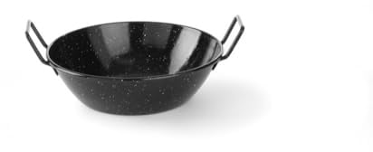 HENDI Paellaschüssel, Emailliert, Tiefe Ausführung, geeignet für Gasherd, Elektroherd, Ceranherd, Geschirrspüler, ø245x(H) 70mm, Flachstahl
