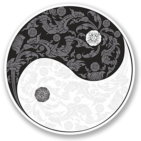 Yin Yang Vinyl-Aufkleber für Laptop, Yoga, Meditation, Ying Karate, #5655, 10 x 10 cm, 2 Stück