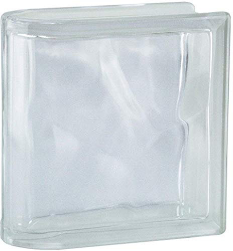 Design Glasbaustein Wolke Super White glänzend Endstein 19x19x8 cm - 1 Stück