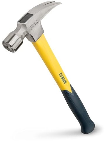 Estwing EMRF22SM 22oz Sure Strike Straight Claw Framing Hammer, Milled Face, Fiberglass Shaft