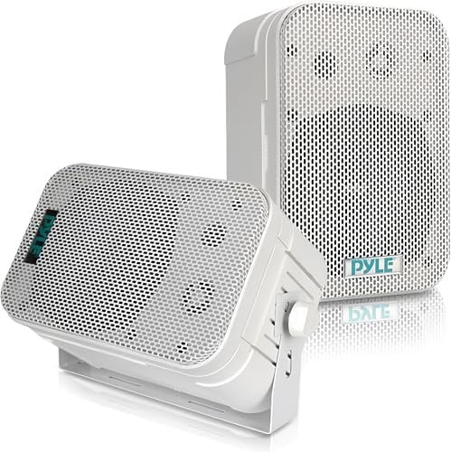 Pyle Casse Audio Impermeabili Interne/Esterne, Coppia da 13 Centimetri, Altoparlanti da Parete/Soffitto, Copertura Resistente, Speaker 200 Watt RMS, Bianco