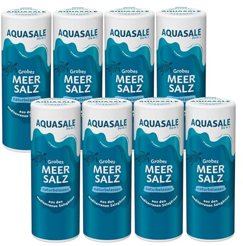 Aquasale Meersalz Naturkristalle Grob, 8er Pack (8 x 250 g Dose)