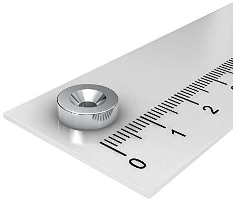 50 Stück Neodym-Disc Magnet 10 x 3 mm mit 3 mm Loch und reduzieren Klasse N40 vernickelt