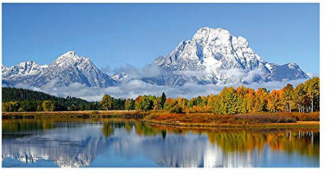 GRAZDesign Fensterfolie Blickdicht Motiv Natur & Berge [100x57cm] für Fenster Bad & Dusche | Sichtschutzfolie Glastür, Badfenster, Flur, Farbe Silbergrau Milchglasfolie BxH