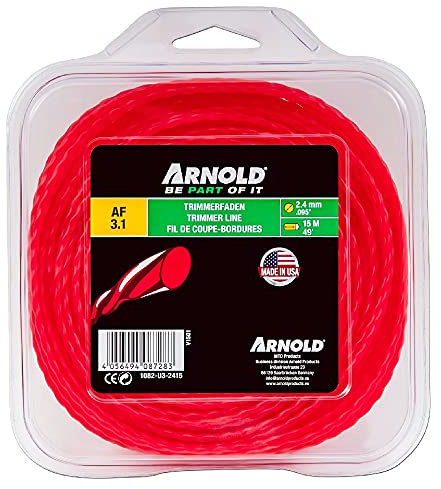 ARNOLD 1082-U3-2415 Trimmerfaden AF 3,1, 2,4mm x 15m, rot, rund, gedreht