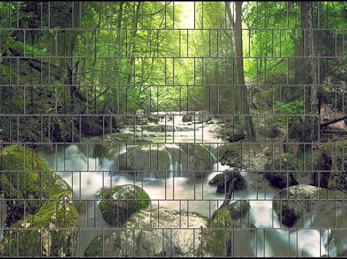 Zaundruck – Sichtschutzstreifen für Doppelstabmattenzaun, Zaunstreifen, Sicht- & Windschutz, wetterfest & UV-beständig, Rolle, PVC frei (Wasserfall)