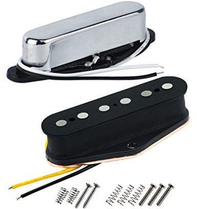 Fleor Lot de vintage Alnico V Micro pour guitare pont Micro manche Alnico Lot de 5 Micros de style Tele, Chrome Neck + Bridge chrome
