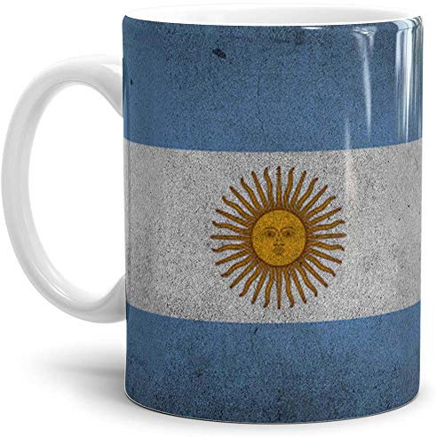 Tassendruck Flaggen-Tasse/Souvenir/Urlaub/Länder-Fahne/Kaffetasse/Mug/Cup - (Argentienien, Retro-Optik)