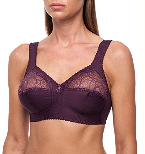 frugue Reggiseno Senza Ferretto Taglie Forti Pizzo Contenitivo Donna Viola IT 5D (EU 90D)