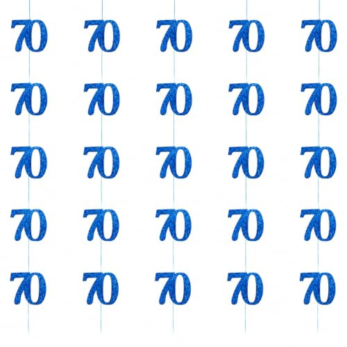 SHATCHI Age Hanging String 13th-90th Glitz Anniversary Birthday Metallic Shiny Foil Banner Party Door Wall Decorations Pack of 6, Blue