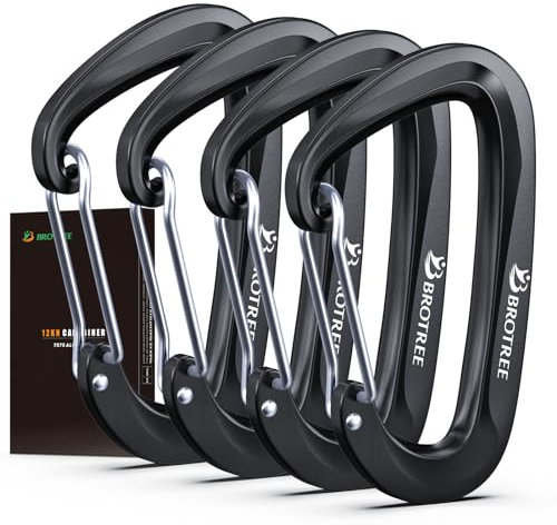 BROTREE 12KN Carabiner Clips Heavy Duty Carabiners for Hammock, Camping, Hiking, Backpack and More (2 or 4 Packs)