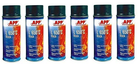 Carton de 6 bombes de peinture haute température noir 650°