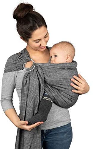Hoppediz Ring-Sling, Baby-Tragetuch ab Geburt, 100 % schadstoffgeprüfte Baumwolle, Design Denim black