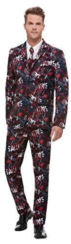 Smiffys SAW Stand Out Suit, Black with Jacket, Trousers & Tie, Officially Licensed Saw Fancy Dress, Adult Dress Up Costumes