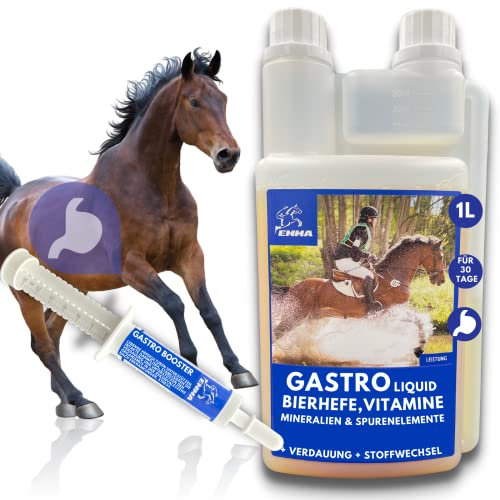 EMMA Bierhefe Pferd 1L + 30ml Paste Plus B-Vitamine Biotin Pferd Zink Selen Pferd - Darmbakterien für Darmkur - glänzendes Fell Haut Verdauung & Darmflora Aufbau - Probiotika Pferd - Darmsanierung