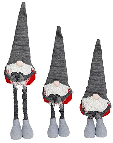 BURI Deko-Wichtel mit Mütze und Teleskopbeinen 84cm Weihnachtswichtel Weihnachtsdeko, Farbe:rot