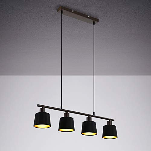 IMPTS Pendelleuchte schwarz Stoff Vintage, Hängelampe Esszimmer, Hängeleuchte 4-flammig,höhenverstellbar Pendellampe Lampe inkl.Leuchtmittel E14 LED, 280LM,230V, IP20,Warmweiß