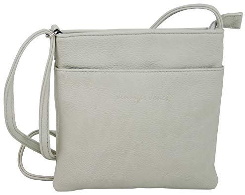 JENNIFER JONES - Kleine Damen Umhängetasche - Brauttasche - Abendtasche - Schultertasche (Handtasche, Hellgrau)