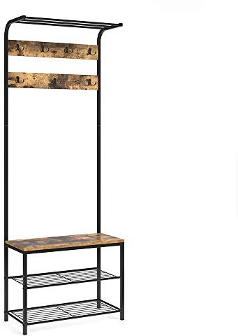 Vicco Garderobe Fyrk, Flurgarderobe, Eiche rustikal/Schwarz, 70 x 190 cm