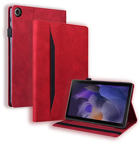 Auslbin Coque Tablette Samsung Tab A8 (10.5 2021) Housse de Cuir PU avec Fonction Support Étui de Protection Tablette pour Protection Galaxy Tab A8 SM-X205/SM-X200 (Rouge)