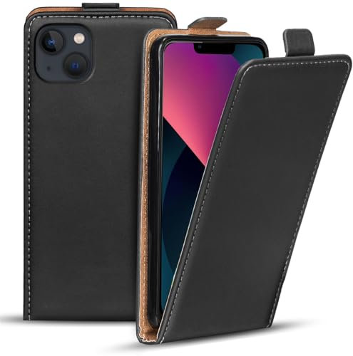 CoolGadget Slim Flipcase für iPhone 13, Hochwertige PU Leder Klapphülle mit Magnetverschluss und 360 Grad Schutz, Schwarz