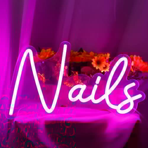 Nails LED Light Sign 16x 9in Nails Salon Neon Sign Business Logo Sign for Beauty Bar Decorative Light Usb-powered Creative Gift (Nails)