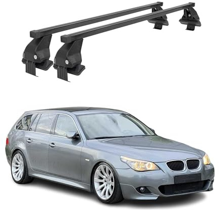 OMAC Menabo Dachträger für Audi A4 B6 Limo 2001-2004 Stahl Schwarz | DIN 75302:2019 & ISO/PAS 11154:2006 geprüft, Abschließbar, City-Crash-getestet, bis 50 kg Traglast, Querträger, Grundträger
