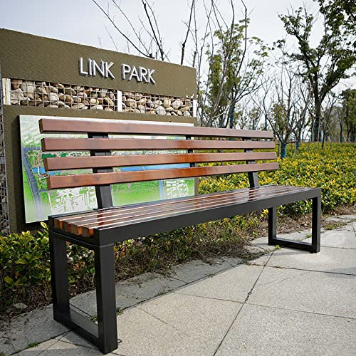 Gartenbank mit Lehne Massivholzbank 3-Sitzer Parkbank Terrassenbänke, Wasserdichtes Metall Wetterfest Robust Stabil Langlebig Gartenmöbel, für Garten Veranda Hof Außenterrassenbank 120*40*80cm