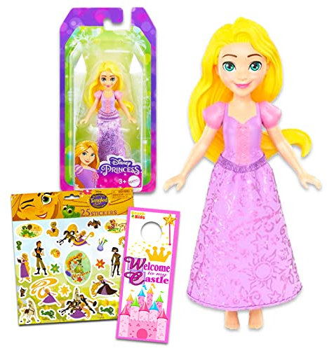 Disney Prinzessin Rapunzel Puppe für Mädchen – Verheddertes Spielzeug-Bundle mit 10,2 cm Rapunzel-Mini-Puppe plus Rapunzel-Aufklebern, mehr | Mini Disney Prinzessin Figuren Rapunzel