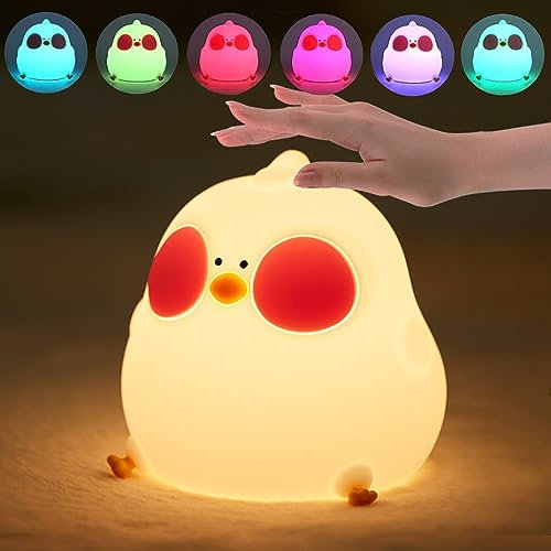 eaaerr Nachtlicht Kinder, LED Nachttischlampe Babyzimmer Nachtlicht Baby USB Aufladbar Touch LED Nachtlicht Goo Goo-Huhn für Kindzimmer, Baby Zimmer Dekor,Schlafzimmer,Camping (Goo Goo-Huhn)