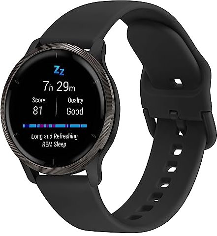 Vancle Silikon Sport Ersatzarmband für Garmin Venu 2, Vivoactive 4, Forerunner 255 Music 46mm - 22mm Armband für Damen und Herren (Schwarz)